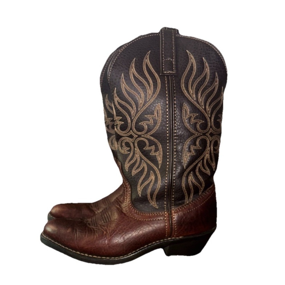 Laredo 5752 Women's 6.5 M Western Cowboy Boots Brown Copper Leather Stitch Rodeo - Picture 1 of 11